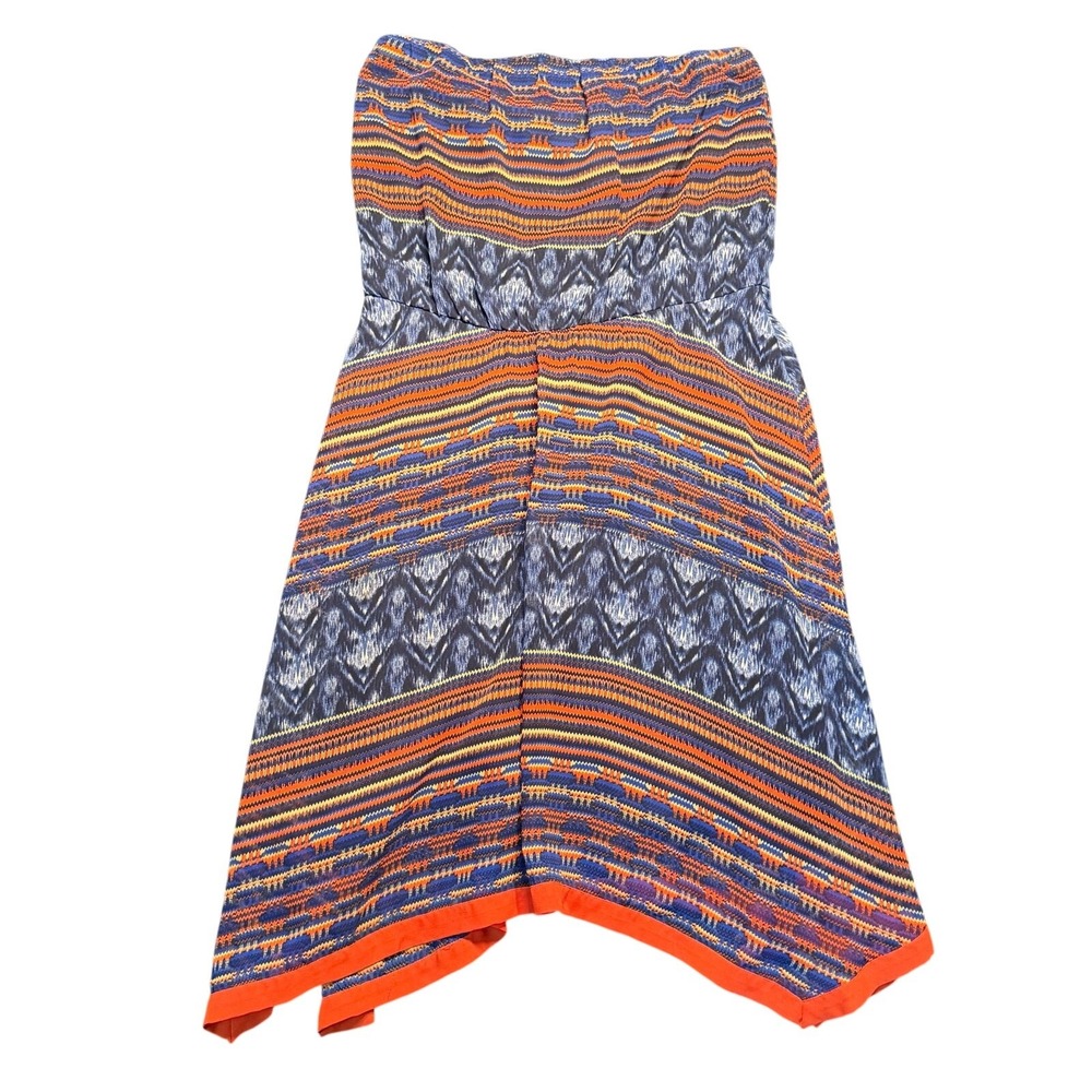 Maeve Anthropologie Strapless Geometric Ikat Midi Dress Smocked Bodice Small